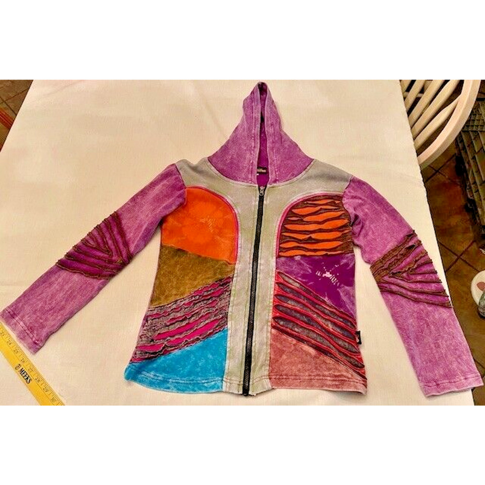 Leopards & Roses Womens Bohemian Patchwork Hoodie Size Small